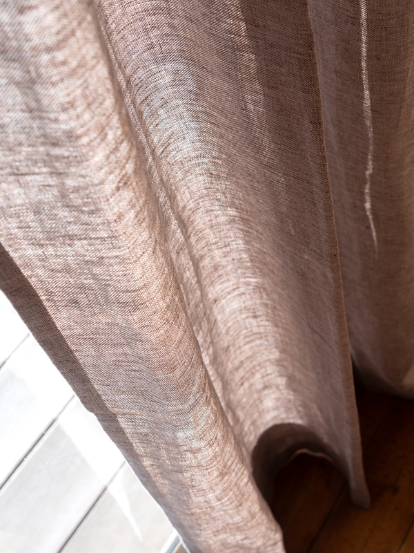 トップ染めのリネンドレープカーテン03オレンジ